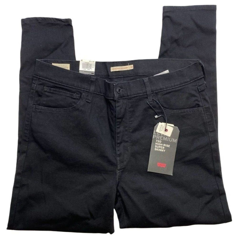 Levi's Premium 720 Super Skinny‎ Jeans Women's 33 XL Black High-Rise NEW